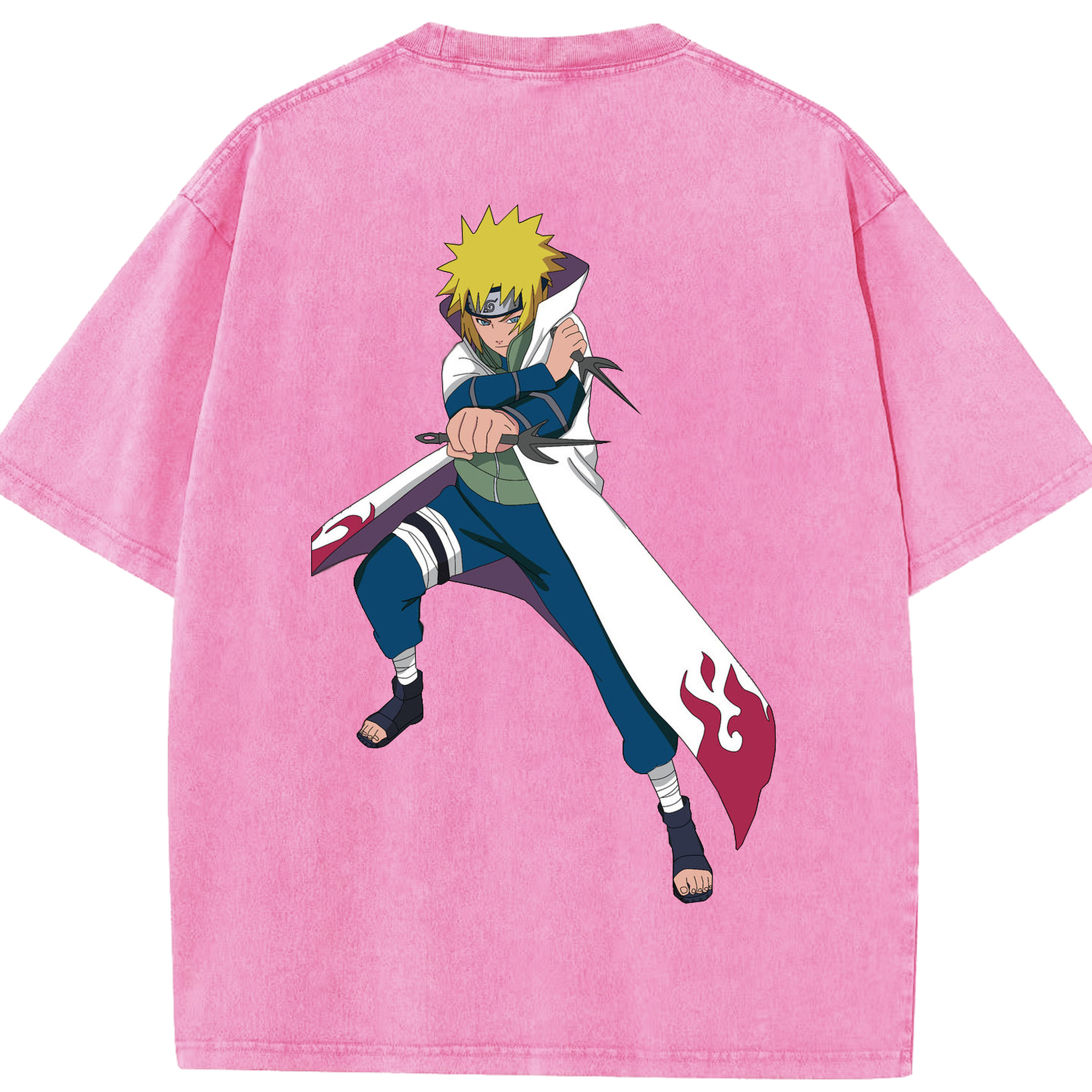 （画像用） NARUTO -ナルト- 波風 ミナト Namikaze Minato 綿100% ヴィンテージ風 半袖Tシャツ（背面プリント）